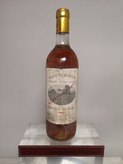 null 1 bouteille Château du HAIRE - Sauternes 1988


Etiquette tachée.