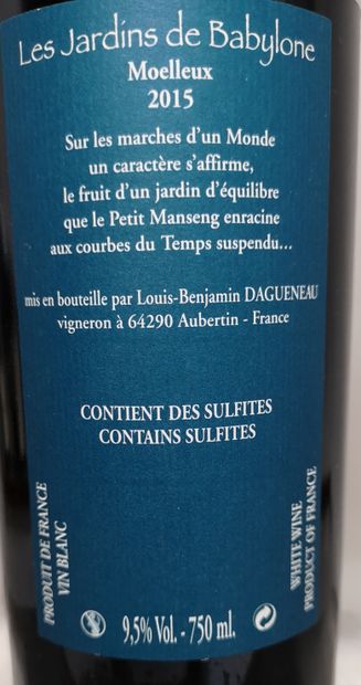 null 1 bouteille LES JARDINS DE BABYLONE - Domaine Didier DAGUENEAU 2015