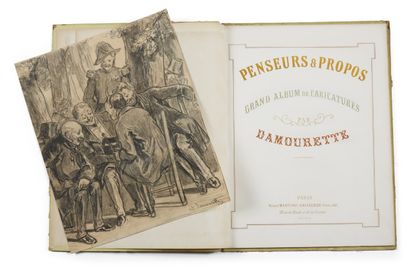 DAMOURETTE. Penseurs & Propos, large album of caricatures. Paris, Martinet Hautecoeur....