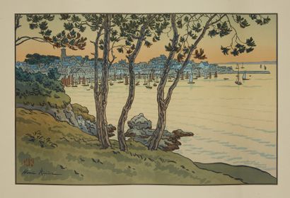 Henri RIVIERE (1864-1951) 
Planche lithographique
Port Breton grandes marges.
Dim....