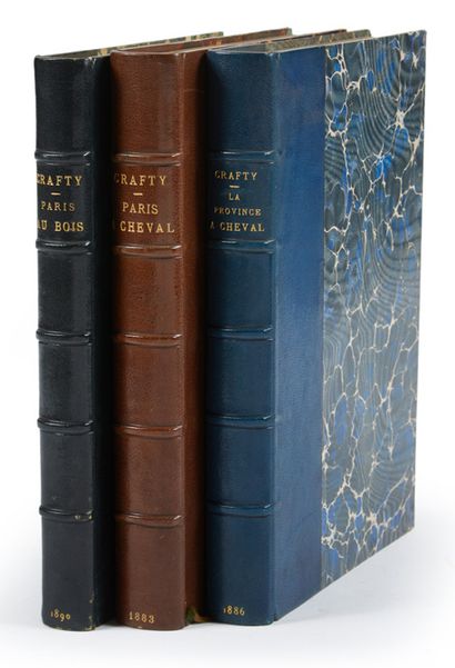 CRAFTY. 3 Volumes.
- Paris à cheval. Paris, Plon et Cie, 1883. 1 vol. in-4. Brown...