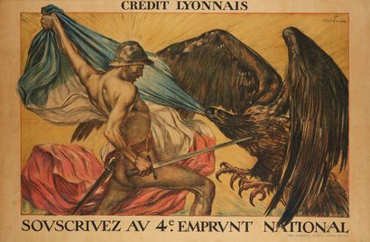 null GUERRE 1914-18 - Ensemble de 3 affiches encadrées
- Abel FAIVRE
On les aura...