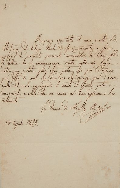 [MARIE-AMELIE (1782-1866). Reine des Français].
L.A.S adressée à un correspondant...