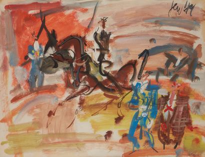 GEN PAUL (1895-1975) 
Les cavaliers
Aquarelle gouachée, signée en haut à droite.
Dim....