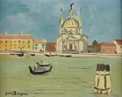 Yves BRAYER (1907-1990) 
L'église du Rédempteur, Venise 1948
Huile sur toile, signée...
