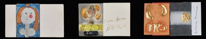 ROGER CAPRON (1922-2006) 
Suite de trois carreaux en céramique émaillée commémorant...