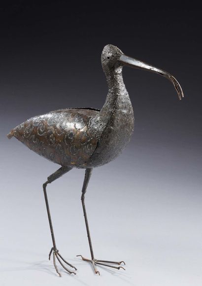 MICHEL ANASSE, Sculpture en métal soudé figurant un ibis
H : 75 cm
