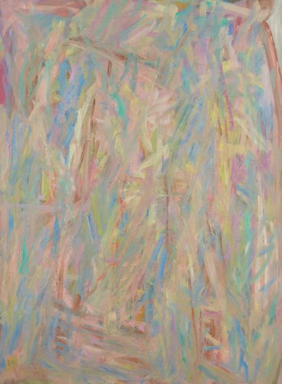 DAVID LAN BAR (1912-1987) Composition abstraite bleu rose 1984
Huile sur toile
Signée...