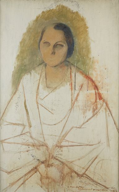 Pavel TCHELITCHEW (1898-1957) Portrait de femme, 1927 1956
Huile sur toile
Dedicassée,...