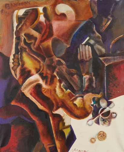 Georges BAHGORY (né en 1932) Scène de café, 1984
Huile sur toile
Signée et datée...