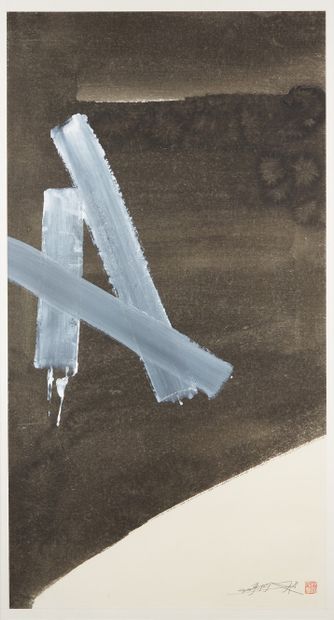 YANG XIAOJIAN (NÉ EN 1960) Abstract composition, 2012
India ink on rice paper pasted...