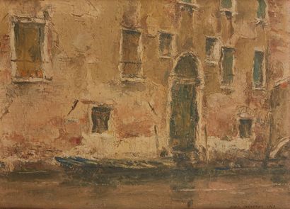 Isamu HIRAKAWA (1921-1989) Canal à Venise, 1969
Huile sur toile
Signée et datée en...