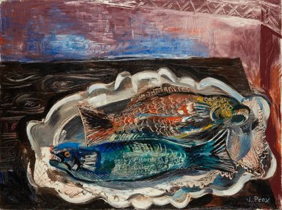 Valentine PRAX (1897-1981) Nature morte aux poissons
Huile marouflée sur toile
Signée...