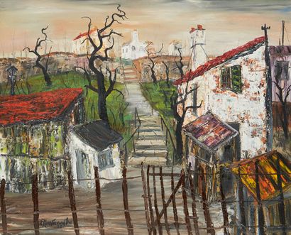 PATRICE JOUFFIN-D'HERVALGANTHE (XXe SIÈCLE) Village view
Oil on canvas signed lower...