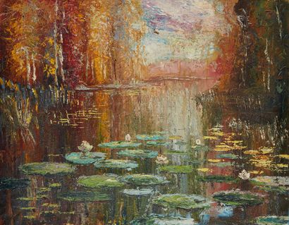 Jean MAYODON (1893-1967) Water lilies
Oil on canvas
Signed lower left
73 x 92 cm...