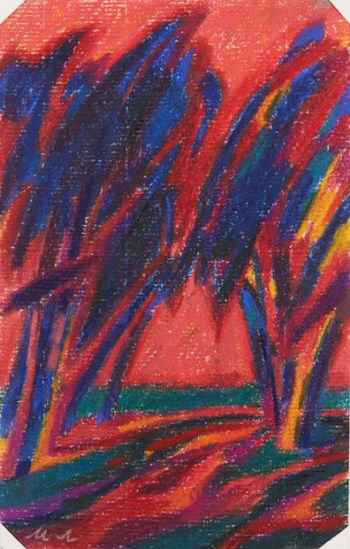 ECOLE RUSSE XXE SIÈCLE Composition abstraite, c.1950
Crayon gras sur papier
Signée...