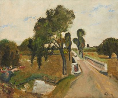 Lucien ADRION (1889-1953) Country landscape with bridge
Oil on canvas signed lower...