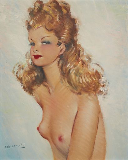 ECOLE FRANCAISE Femme dénudée
Huile sur panneau
Signé en bas a gauche
44 x 36 cm