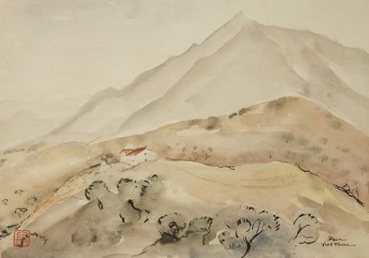 DOAN VINH THUAN (XXe SIÈCLE) Mountain landscape
Watercolour on paper
Signed lower...