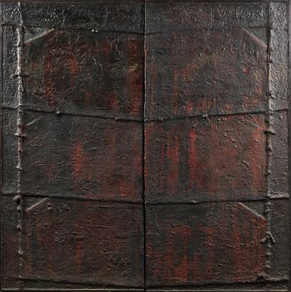 TRAVAIL 1970 Abstract composition
Three-leaf resin screen / oil on wood panel
L :...