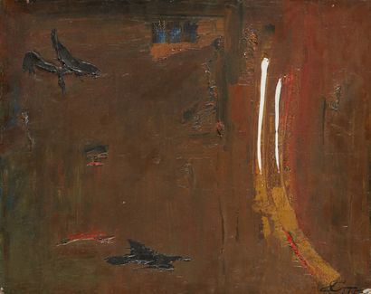 ÉCOLE RUSSE Destiny or choice of life, 1964
Oil on canvas
Signed, titled in Cyrillic...