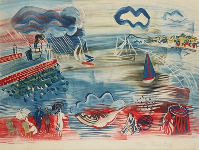 Raoul DUFY (1877-1953), d'après Scène de port
Lithographie couleur sur papier
Signée...