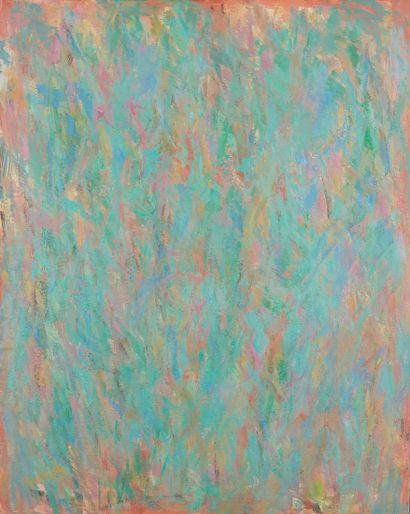 DAVID LAN BAR (1912-1987) Composition abstraite vert bleu rose, 1982
Huile sur toile
Signée...