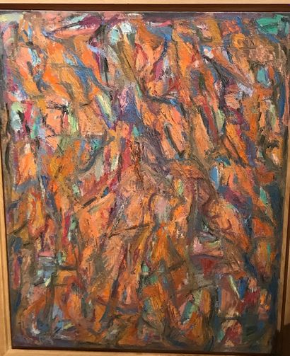 DAVID LAN BAR (1912-1987) 
Composition abstraite

Huile sur toile

Signée au dos

97...