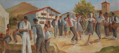 HENRI LAUHE (NÉ EN 1908) Fandango dancers and pelotari
Oil on canvas
Signed lower...