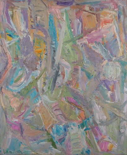 DAVID LAN BAR (1912-1987) Abstraction, 1961
Huile sur toile ST
Signée et datée en...