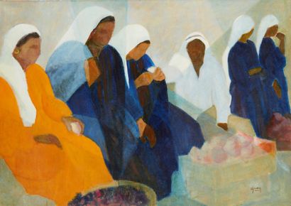 GWEN KERSAINT LANDUNVEZ (XXe SIÈCLE) Women of Jerusalem
Oil on canvas
Signed lower...