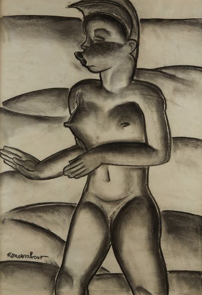 ANDRÉ AUGUSTE MAMBOUR (1896-1968) African woman
Charcoal on paper
Signed lower left
90...
