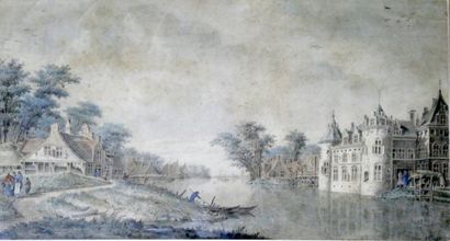 null Dirk VERRIJK

(Haarlem 1734 – La Haye 1786)

Paysage au château le long d’une...