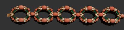 FRED Élégant bracelet articulé en or 750 millièmes composé de 5 anneaux ovales ajourés...