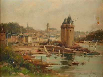 Maurice LEVIS (Paris 1860 - 1940) 
The Solidor Tower in Saint-Servan
On the beach
Pair...