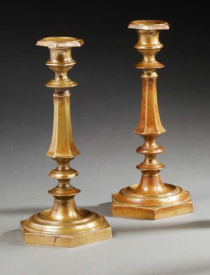 null Pair of bronze cradles; the hexagonal binnacles; the shafts are inverted balusters;...