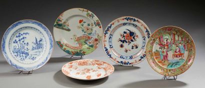 CHINE ET JAPON Lot comprising ten Chinese porcelain plates with various decorations...