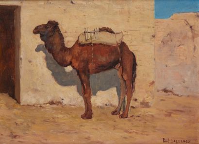 Paul LAZERGES (1845-1902) 
Dromedary
Oil on isorel, signed lower right
27 x 37cm