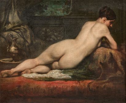 NICOLAS FRANÇOIS CHIFFLART (1825 - 1901) 
Femme nue allongée
Toile d'origine
33 x...