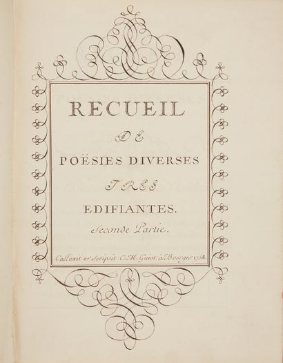 null MANUSCRIT]. [POETRY]. [GUIOT (C.M.)]. Collection of various very edifying poems....