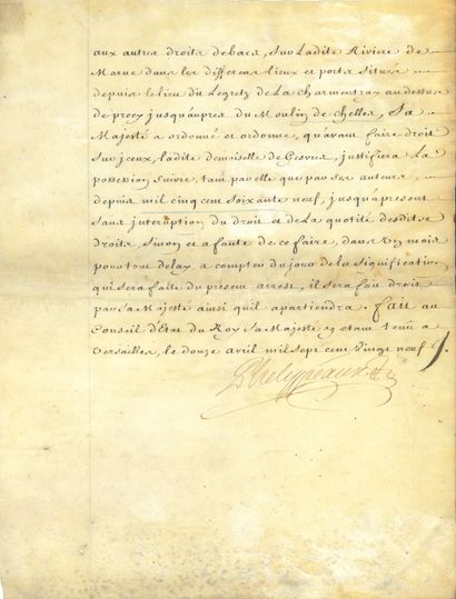 LAGNY. P.S. par Louis III PHÉLYPEAUX, Versailles 12 avril 1729 ; cahier vélin de...