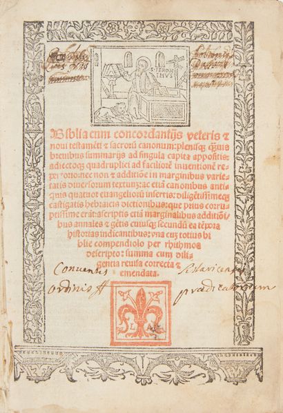 null [BIBLE]. Biblia cum concordantiis veteris et novi testamenti. Venice [Lyons?],...