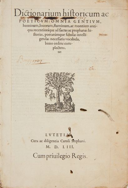 ESTIENNE, Charles. Dictionarium historicum ac poeticum : omnia gentium, nominum,...