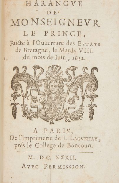 [BRETAGNE]. Condé, Henri II de Bourbon (prince de).