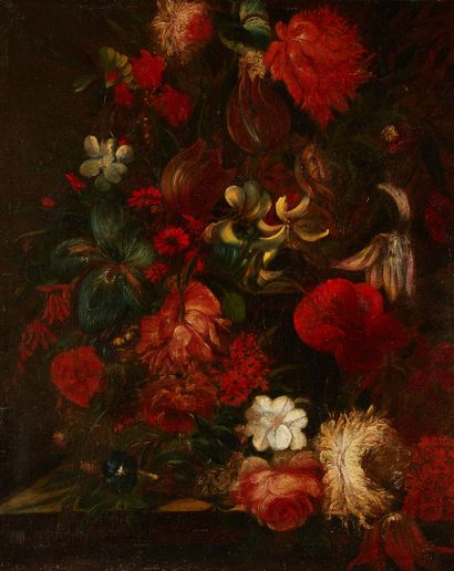 École HOLLANDAISE du XIXe siècle Nature morte au bouquet de fleurs
Huile sur toile,...