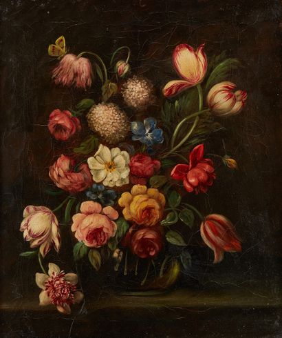 École Française du XIXe siècle Bouquet de fleurs
Huile sur toile 55 x 47 cm