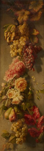 A. LEMARCHAND (Active au XIXE siècle) * Fleurs poire et raisons
Lièvres et prune
Paire...