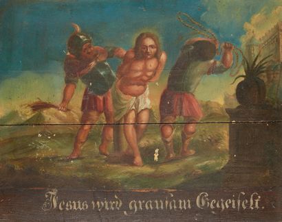 École ALLEMANDE du XIXe siècle La passion du christ
Huile sur panneau 43 x 54 cm...