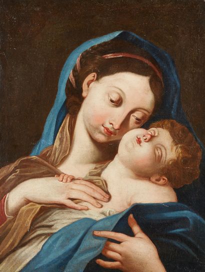 Ecole ITALIENNE du XVIIe siècle, suiveur de SASSOFERRATO Vierge à l'enfant
Toile...