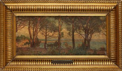 École Française du XIXe siècle Paysage de pins au bord de mer
Sur sa toile d'origine
14...